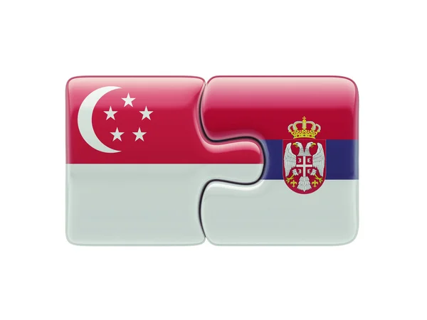 Concetto di Puzzle Serbia Singapore — Foto Stock