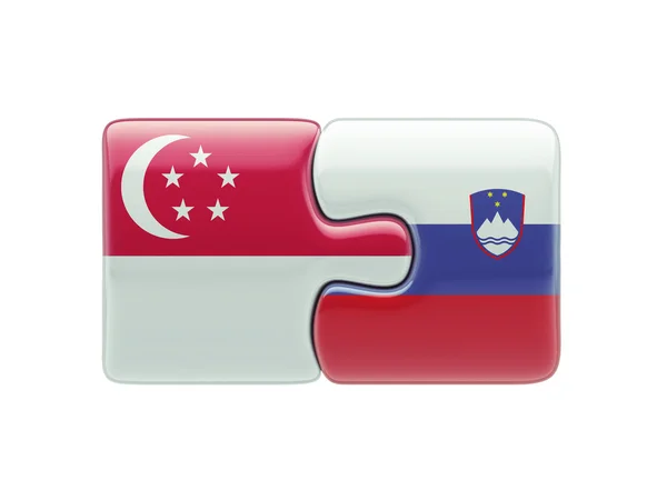 Slovénie Singapour Puzzle Concept — Photo