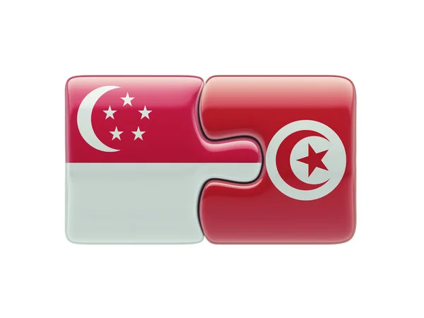 Concetto di Puzzle di Singapore Tunisia — Foto Stock