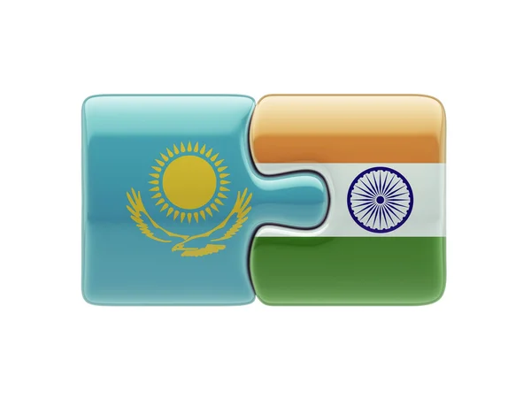 Kazakhstan India  Puzzle Concept — Stock Photo, Image