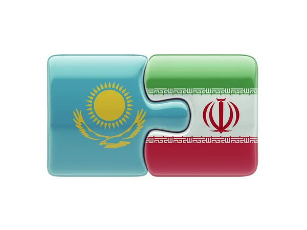 Kazakhstan Iran  Puzzle Concept — Stock Photo, Image