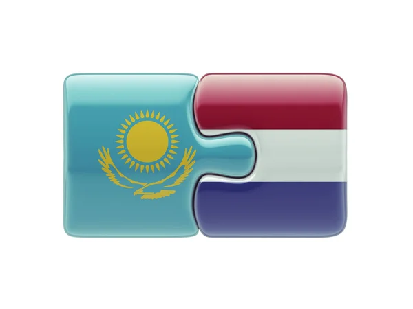 Kazakhstan Netherlands  Puzzle Concept — Stock Photo, Image