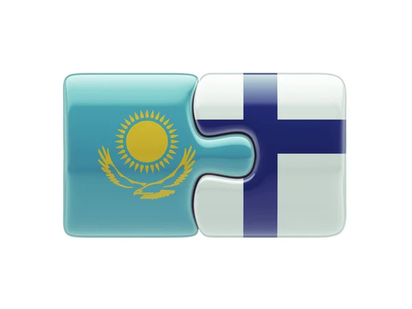Kazakhstan Finland  Puzzle Concept — Stock Photo, Image