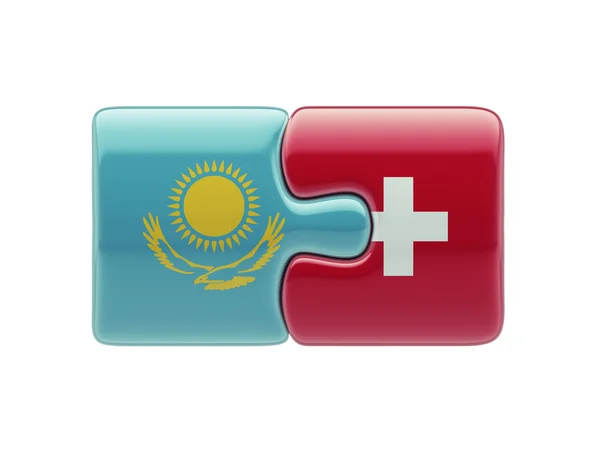 カザフスタン スイス パズル コンセプト — ストック写真