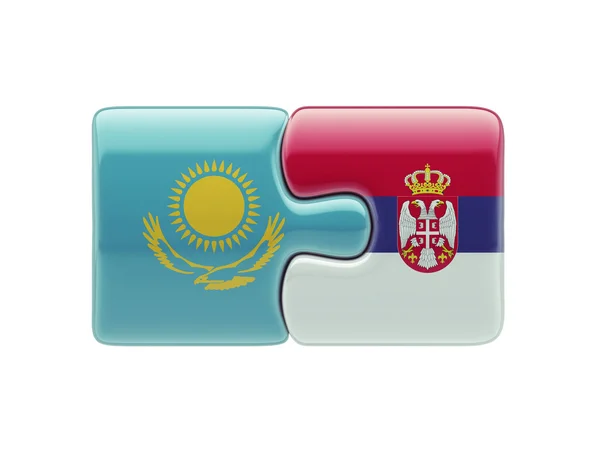 Kazakistan Serbia Puzzle Concept — Foto Stock