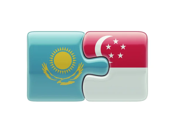 Kazakhstan Singapore  Puzzle Concept — Stock Photo, Image