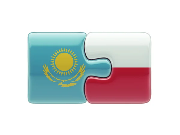 ポーランド カザフスタン パズル コンセプト — ストック写真
