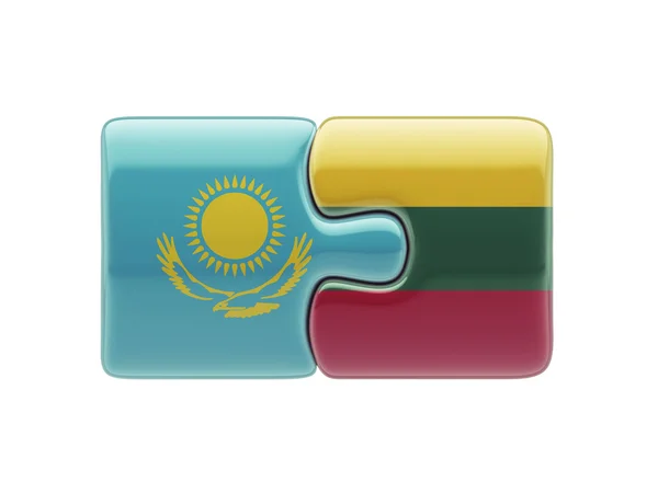 Lithuania Kazakhstan  Puzzle Concept — Stock Photo, Image