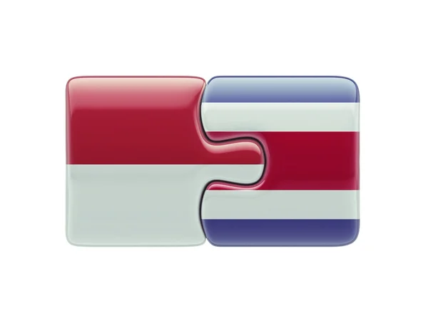 Indonesia Costa Rica Puzzle Concept — Stock Photo, Image