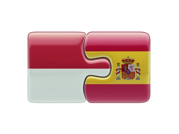 Indonesia Spain  Puzzle Concept — Stock Photo, Image