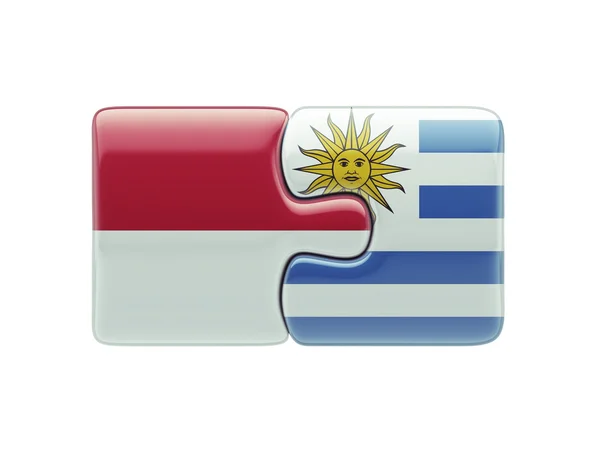 Indonesia Uruguay Puzzle Concepto —  Fotos de Stock