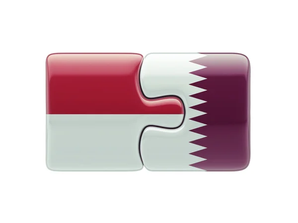 Indonesia Qatar  Puzzle Concept — Stock Photo, Image