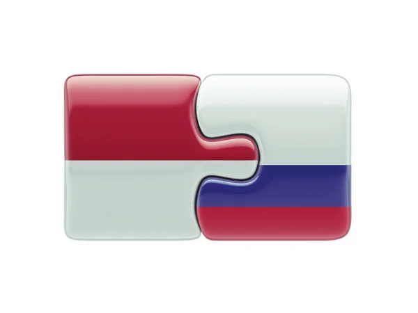 Indonesia Russia  Puzzle Concept — Stock Photo, Image