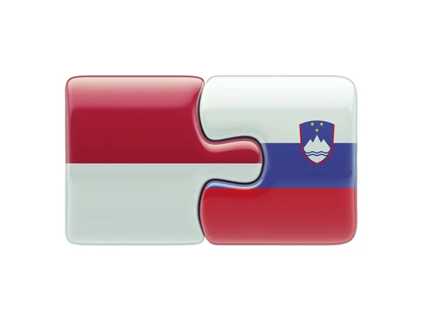 Słowenia Indonezja logiczne pojęcia — Zdjęcie stockowe