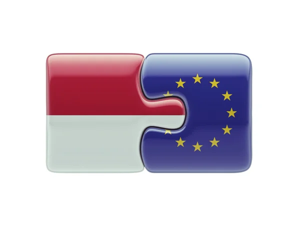 European Union Indonesia  Puzzle Concept — Stock Photo, Image