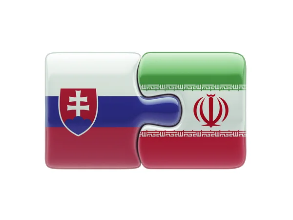 Eslovaquia Irán Puzzle Concepto — Foto de Stock