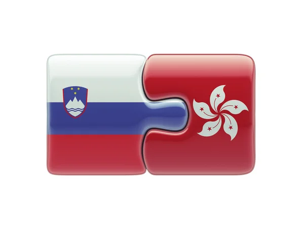 Slovénie Hong Kong Puzzle Concept — Photo