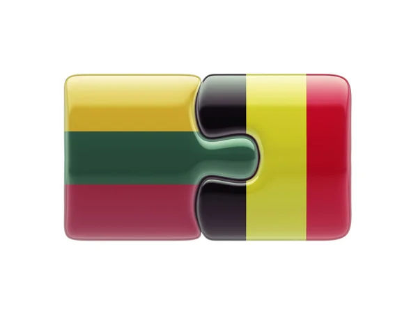 Lituanie Belgique Puzzle Concept — Photo