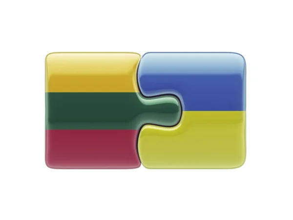 Lituania Ucrania Puzzle Concepto —  Fotos de Stock