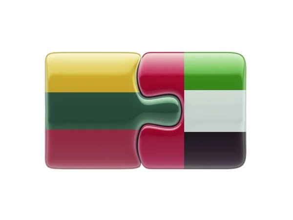 Lituania Emiratos Árabes Unidos Puzzle Concepto —  Fotos de Stock