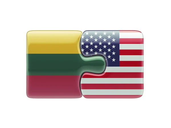 Lithuania United States  Puzzle Concept — Stock Photo, Image