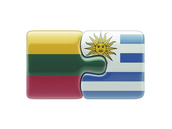 Litauen Uruguay pussel koncept — Stockfoto