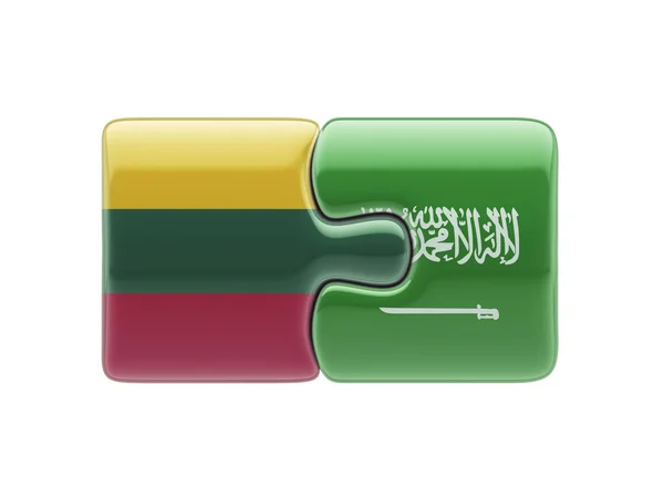 Litauen saudi arabien puzzle-konzept — Stockfoto