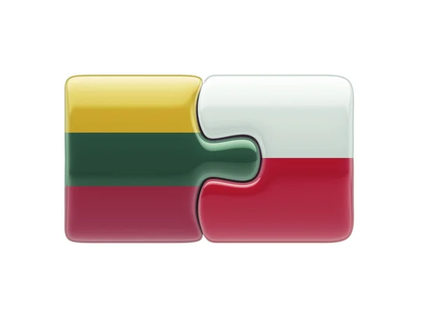 Litauen Polen pussel koncept — Stockfoto