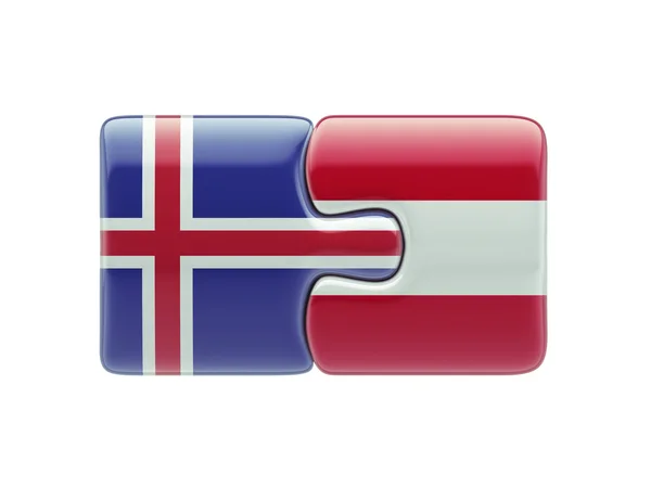 Islandia Austria logiczne pojęcia — Zdjęcie stockowe
