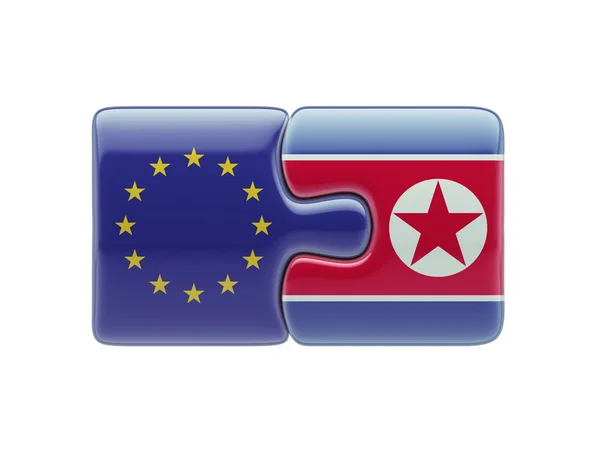 European Union North Korea  Puzzle Concept — Stock Photo, Image