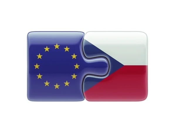 Europeiska unionen Tjeckien pussel koncept — Stockfoto