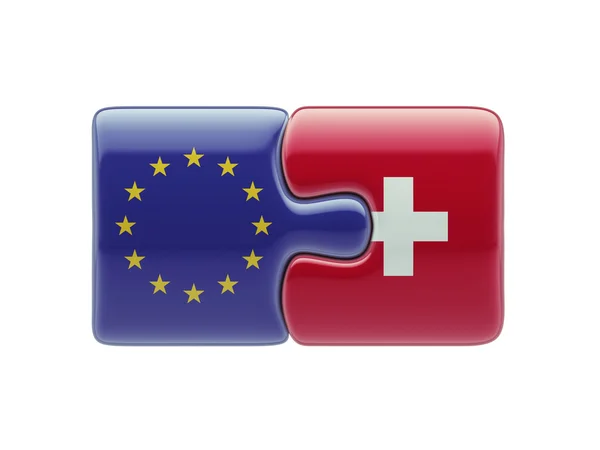 Europeiska unionen Schweiz pussel koncept — Stockfoto