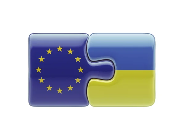 欧州連合ウクライナ パズル コンセプト — ストック写真