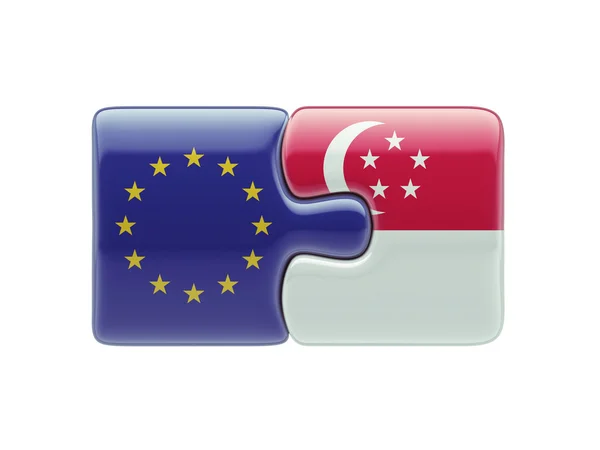 União Europeia Singapore Puzzle Concept — Fotografia de Stock