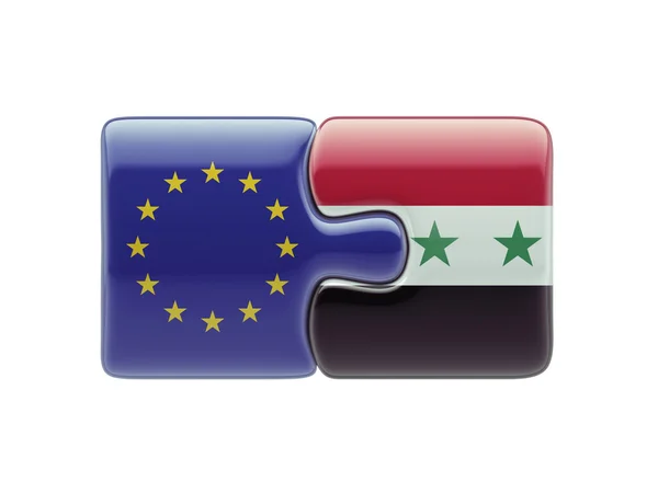 Siria Unión Europea Puzzle Concepto — Foto de Stock