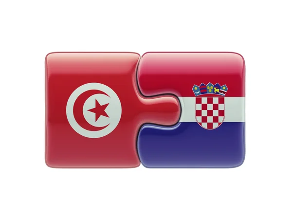 Tunisia Croazia Puzzle Concept — Foto Stock