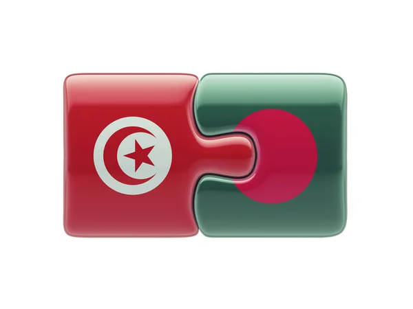 Túnez Bangladesh Puzzle Concepto —  Fotos de Stock