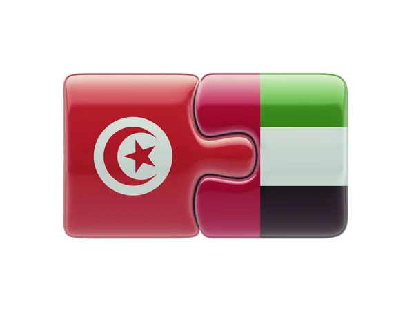 チュニジアのアラブ首長国連邦のパズルのコンセプト — ストック写真