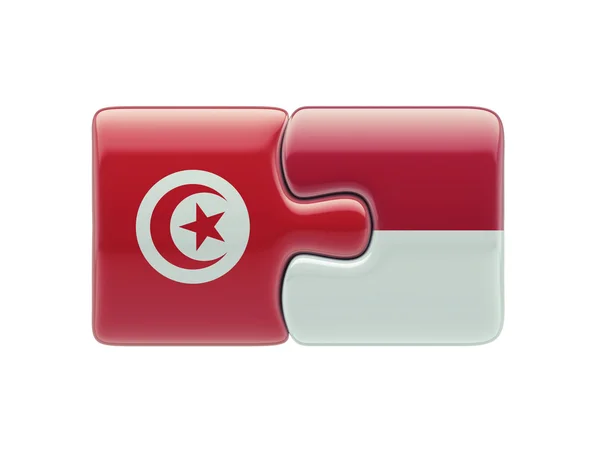 Tunezja Indonezja logiczne pojęcia — Zdjęcie stockowe