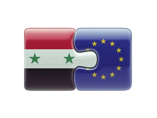 Siria Unión Europea Puzzle Concepto — Foto de Stock