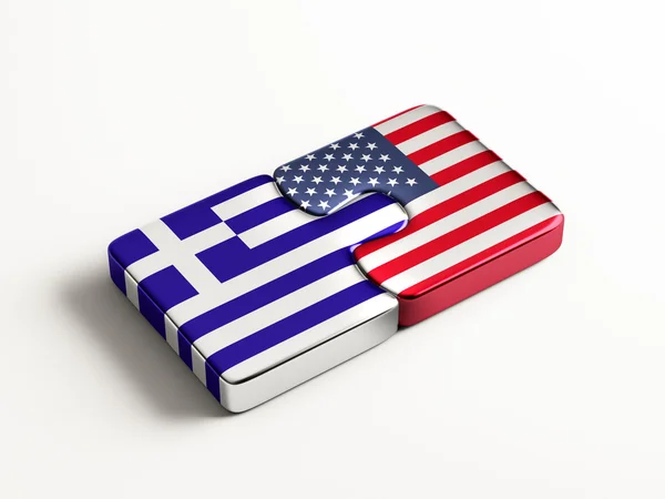 Estados Unidos Grécia Puzzle Concept — Fotografia de Stock