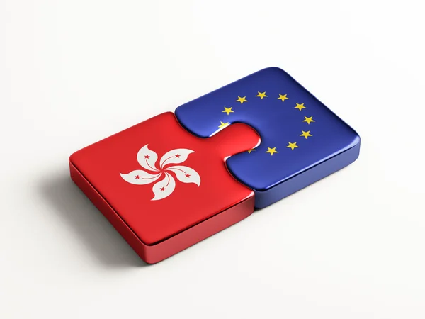 European Union Hong Kong  Puzzle Concept — Stock Photo, Image