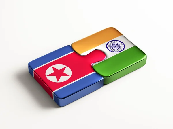 Nordkorea Indien Puzzle-Konzept — Stockfoto