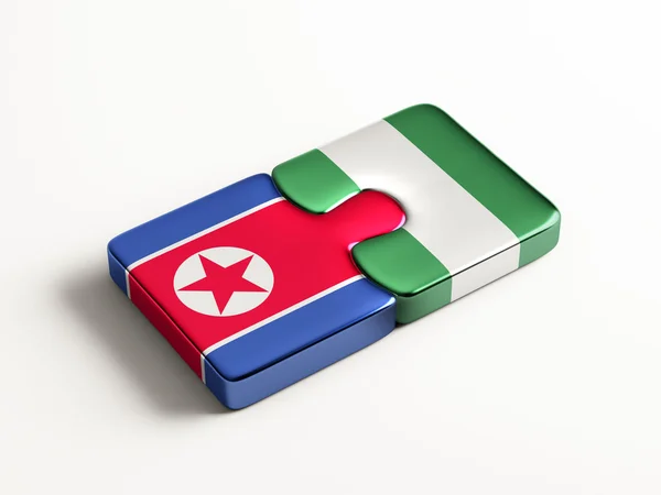 Nigeria Korea Północna logiczne pojęcia — Zdjęcie stockowe