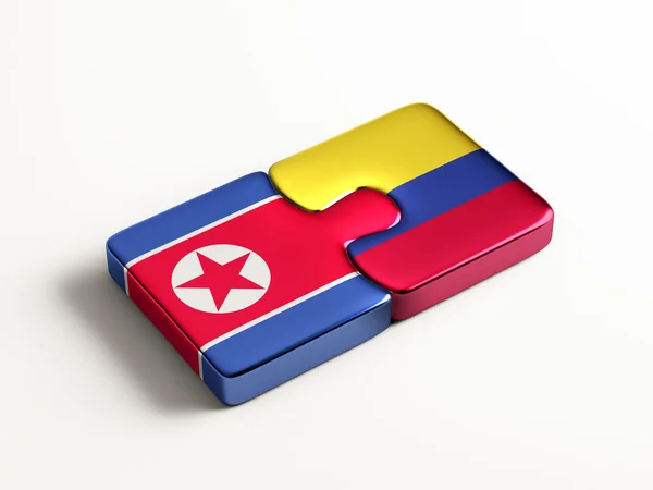 Colômbia North Korea Puzzle Concept — Fotografia de Stock