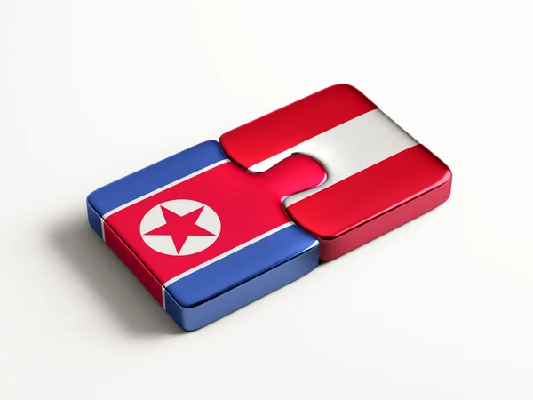 Koncepcja logiczne Korea Północna Austria — Zdjęcie stockowe