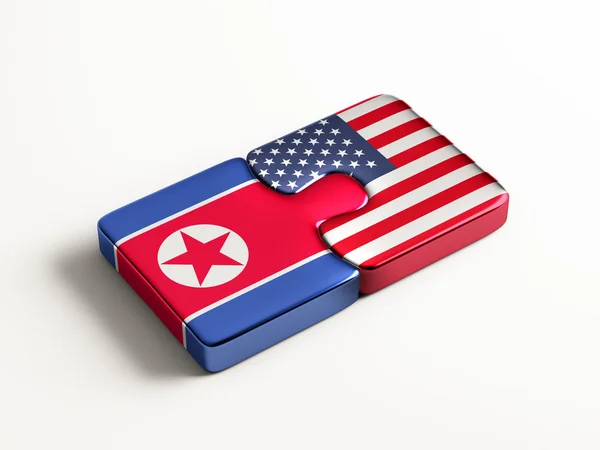 Ηνωμένες Πολιτείες Βόρεια Κορέα παζλ έννοια — Φωτογραφία Αρχείου