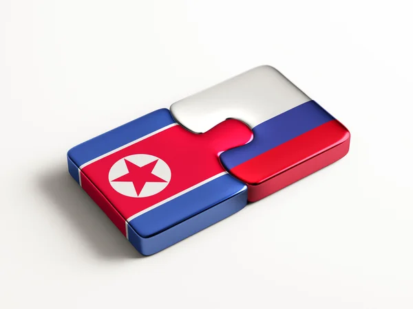 Russland Nordkorea Puzzle-Konzept — Stockfoto