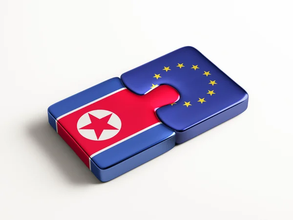 Europeiska unionen Nordkorea pussel koncept — Stockfoto