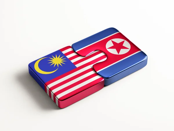 Malaysia North Korea Puzzle Concept (em inglês) — Fotografia de Stock